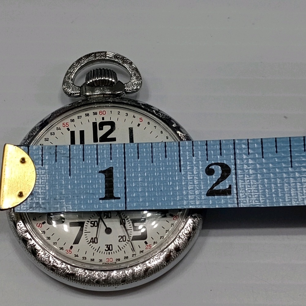 Belle-Suisse‎ Pocket Watch 17 Jewels Shock Absorber "Belle" Train Motif Vtg Box - Picture 13 of 16
